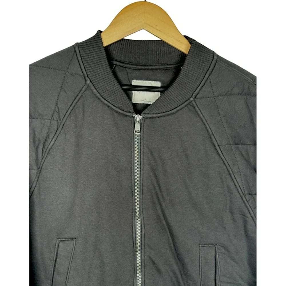Abercrombie &‎ Fitch Quilted Jacket Soft Collection Gray Cropped Full Zip Sz Lg